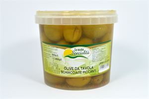 Olive da tavola schiacciate piccanti